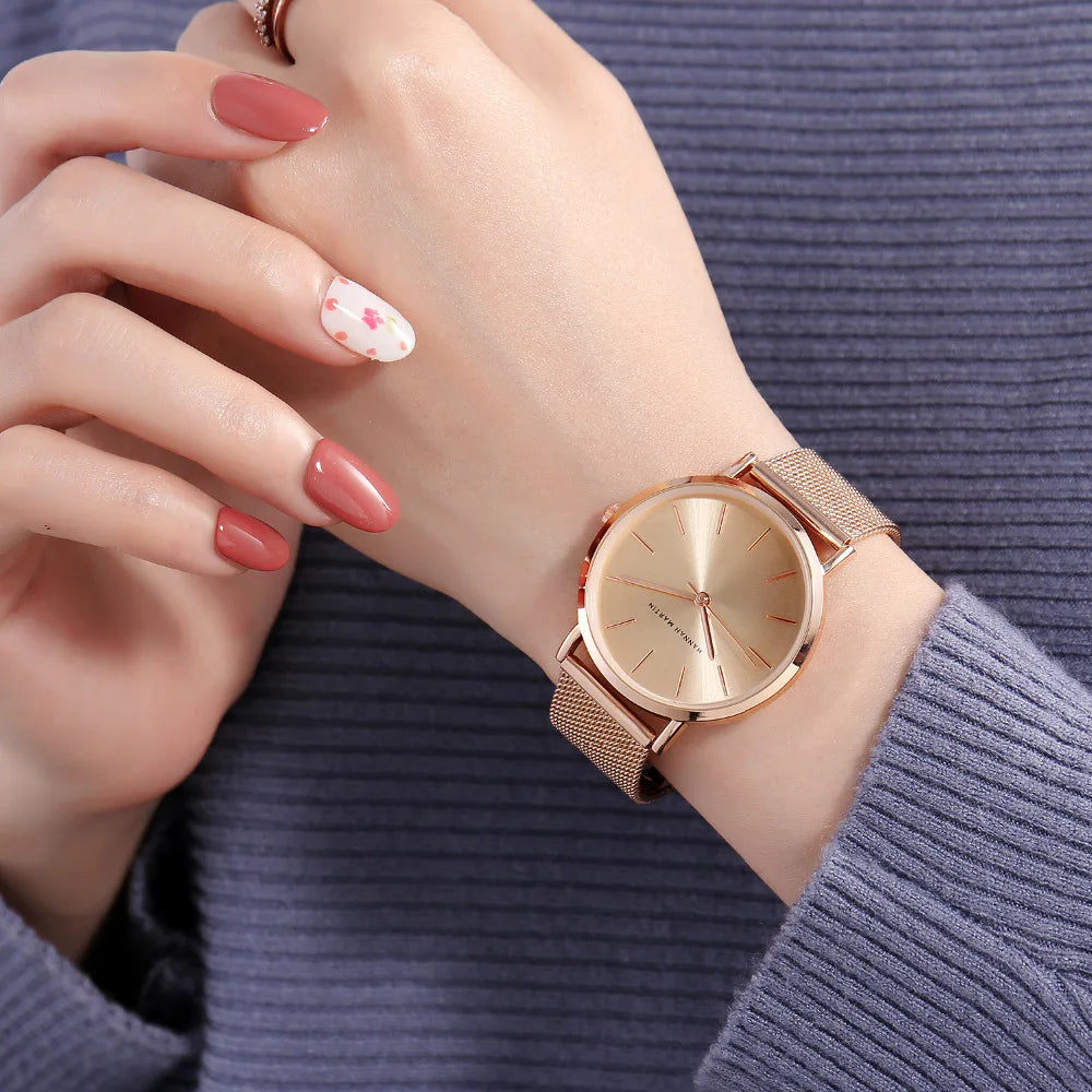 Luxury Waterproof Women's Rose Gold Wristwatch