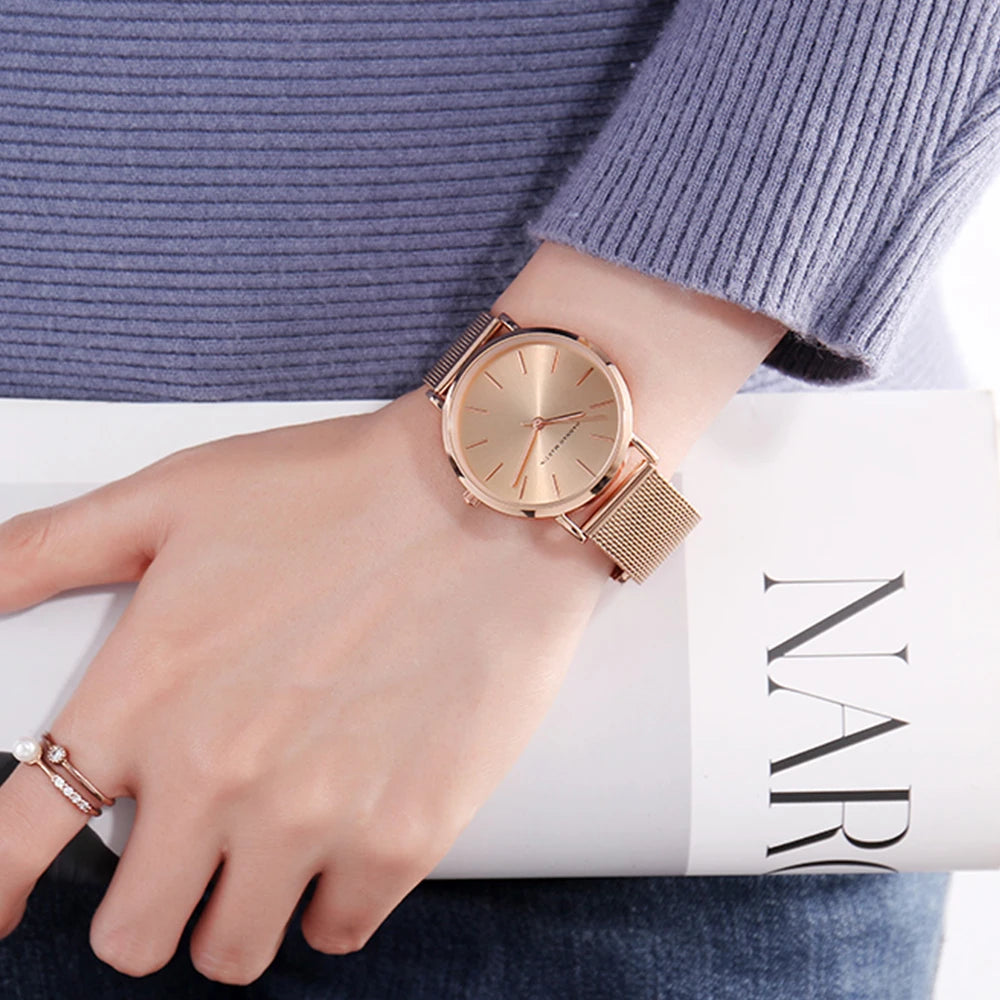 Luxury Waterproof Women's Rose Gold Wristwatch